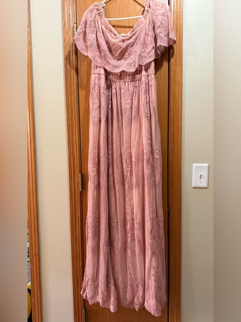 Pinkblush Dusty Rose Lace Maxi Dress
